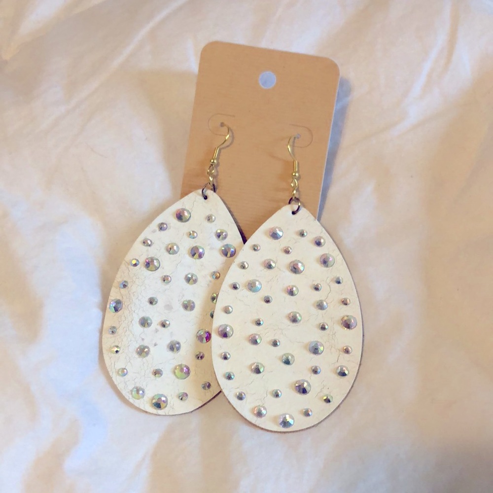 Large faux leather earrings. ❤️